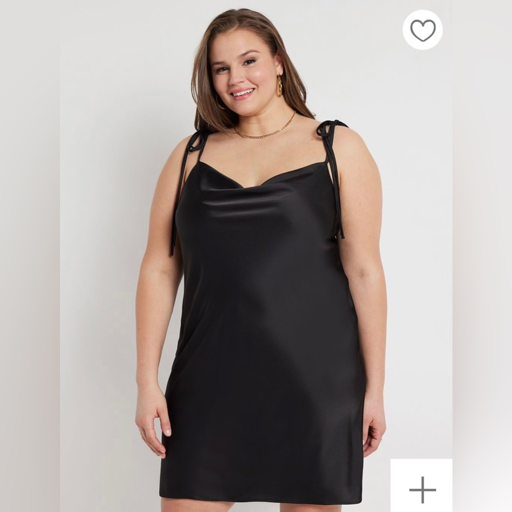 Eloquii Mini Cowl Neck Slip Dress Black 14